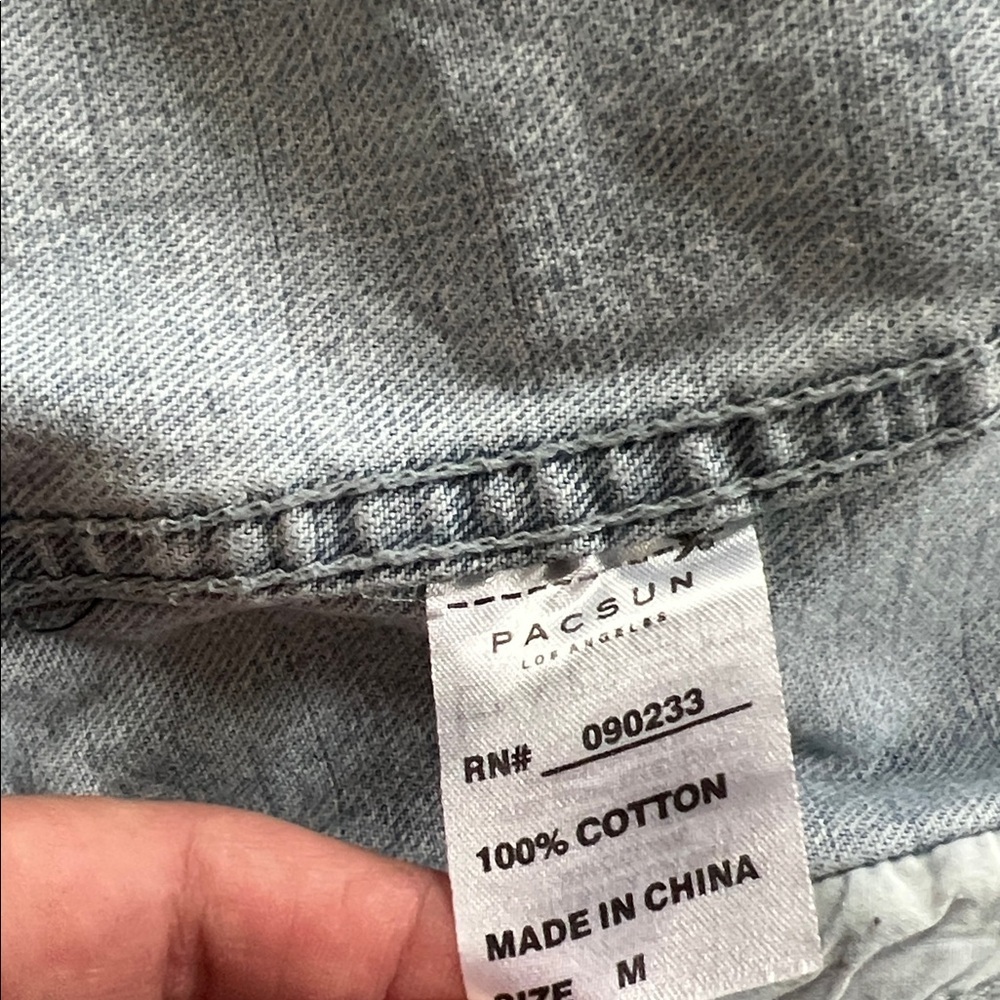 Pacsun Distressed Light Wash Denim Jacket - Picture 5 of 6